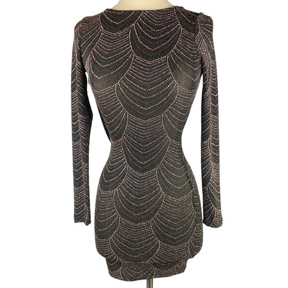 NWOT Windsor Sparkling Rhinestone Beaded Mini Holiday Dress Long Sleeve Sz XS - Picture 2 of 7